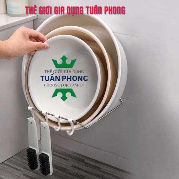 Móc Treo Thau Chậu Dán Tường(Không Phải Khoan Tường) Siêu Chắc,Kệ Để Xoong Nồi,Vung,Rổ Đa Năng