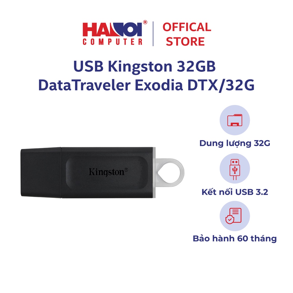 USB Kingston 32GB/ 64GB/ 128GB DataTraveler Exodia DTX/32GB/64GB/128GB (USB 3.2) chuẩn kết nối USB 3.2