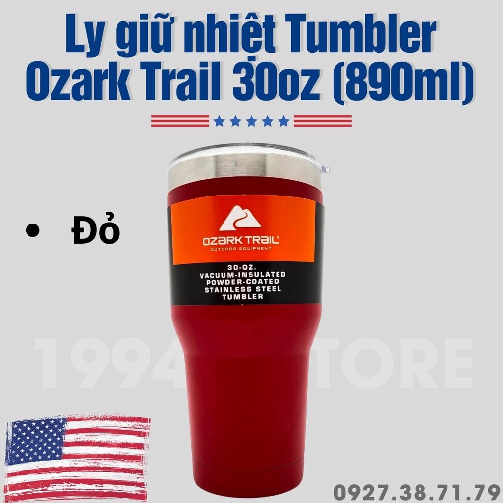 Ly giữ nhiệt OZARK TRAIL TUMBLER 30oz - Cốc giữ nhiệt 30oz Tumbler 887ml - Bằng Thép Không Gỉ Wallmart USA