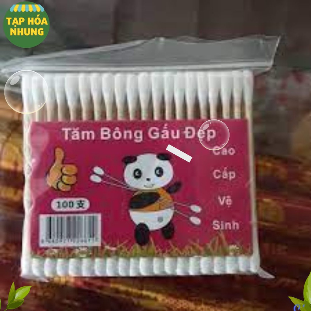 1 gói tăm bông cán gỗ gấu đẹp cao cấp ( 100 que)