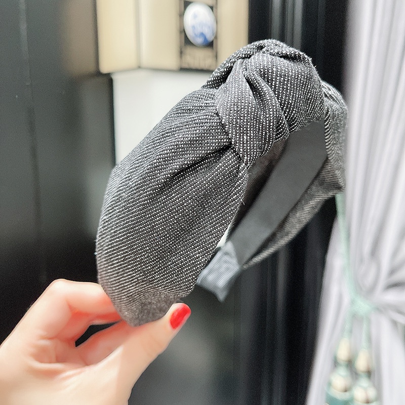 Băng Đô Denim Màu Nhuộm Bản Rộng Thời Trang Cho Nữ