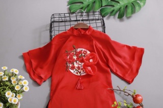 Áo dài lụa thiết kế( tú lựu