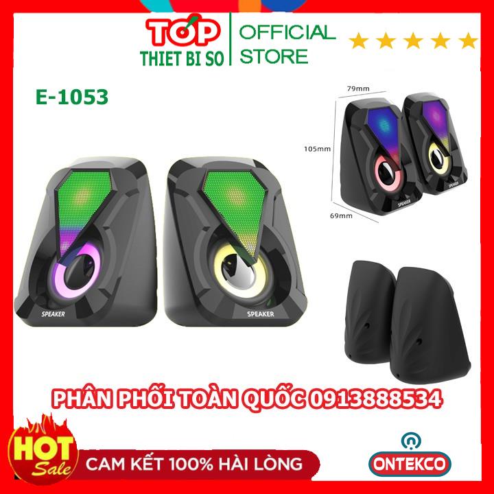 Loa vi tính mini 1053 để bàn cao cấp âm thanh siêu trầm có đèn led 7 màu nguồn cổng USB