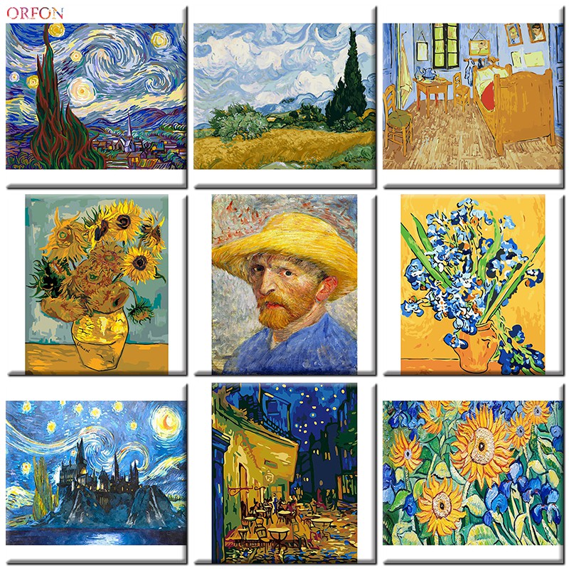 Tranh sơn dầu tự làm hình phong cảnh Van Gogh