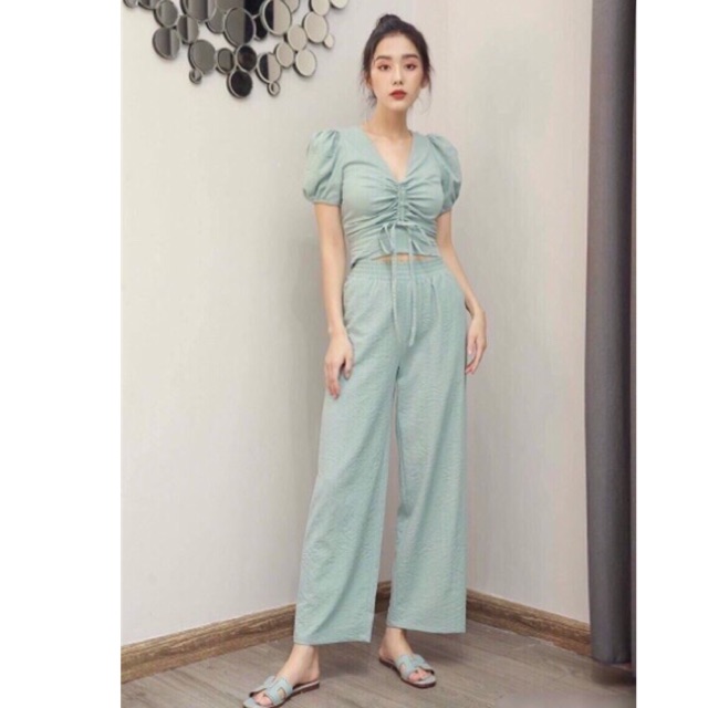 Bộ quần áo rút dây ngực chất đũi xinh xắn | BigBuy360 - bigbuy360.vn