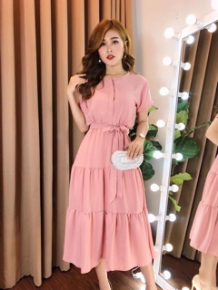 Đầm maxi tiểu thư cột eo 4 màu như hình ( hình chụp thật )