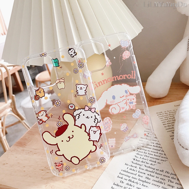 Cartoon pompompurin cinnamoroll dog phone case cho iphone 11 12 13 14 pro max vỏ bọc điện thoại mềm