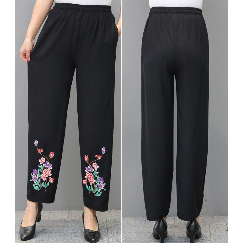 Đồ bộ nữ trung niên thêu hoa hàng thiết kế chất mát,không xù,không phai dão | BigBuy360 - bigbuy360.vn