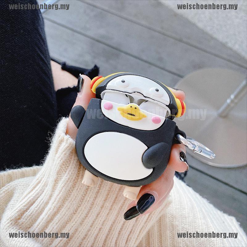 Vỏ bảo vệ hộp đựng tai nghe Airpods 1 2 pro thiết kế hình chim cánh cụt dễ thương