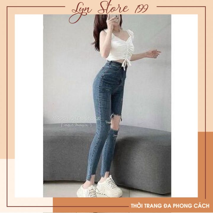 Quần Jeans, Quần Bò Dáng Ôm Rách Xước Phối Cá Tính Đủ Size 1 Màu Duy Nhất Mã Q8