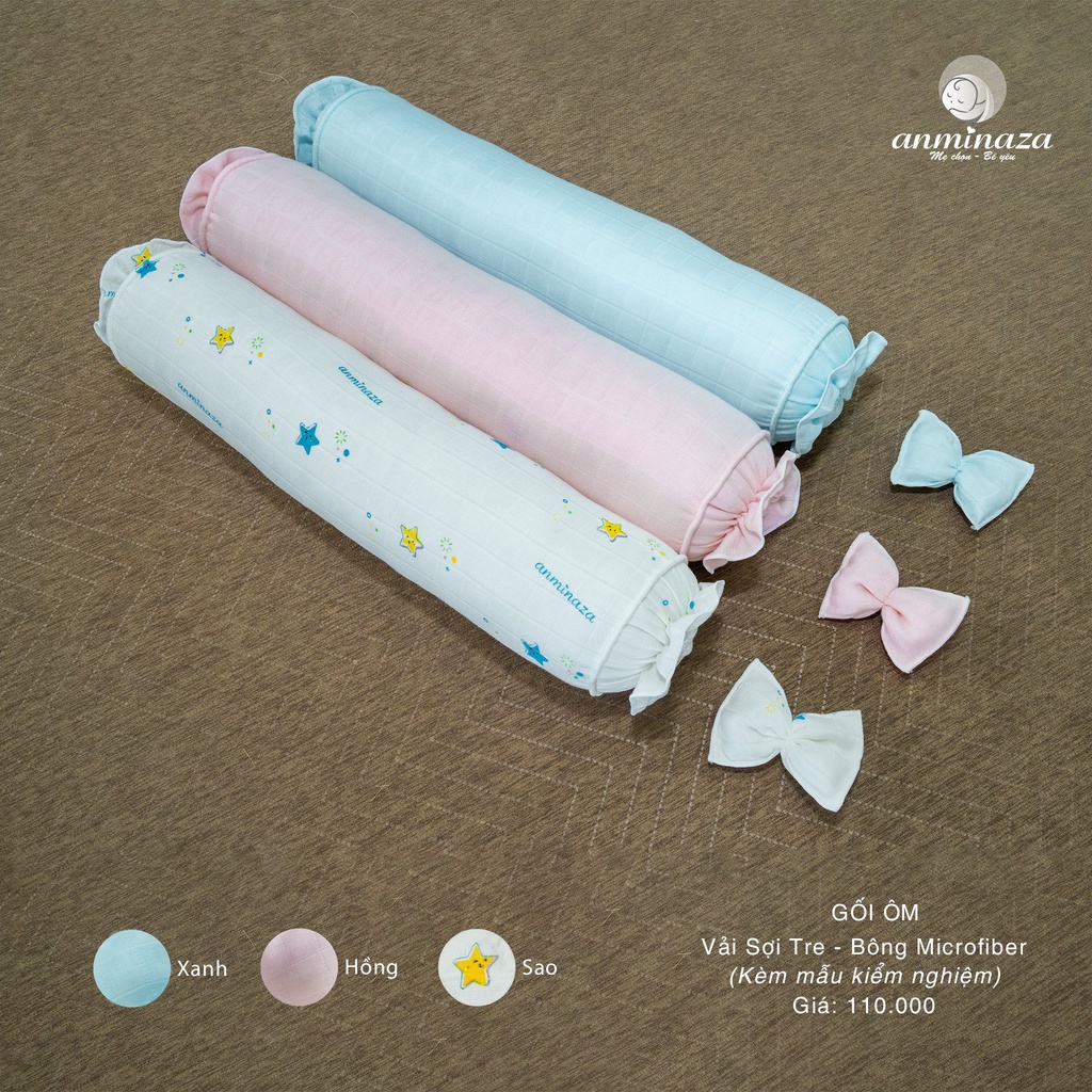 Gối ôm sợi tre 50x12cm cao cấp Anminaza cho bé