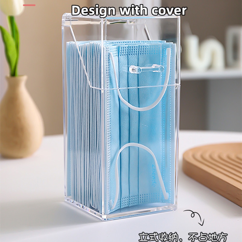 Hộp Đựng Khẩu Trang Trong Suốt Sức Chứa Lớn Có Nắp Chống Bụi Dùng Một Lần Tiện Lợi Giá Đỡ