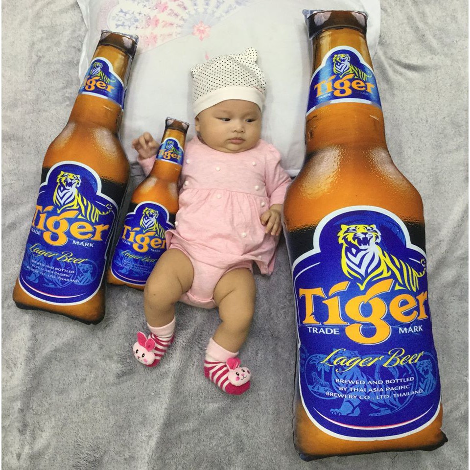 [FREESHIP] Gối ôm 3D bình sữa, Chai Bia Ken, Tiger 60cm chất lượng cao_gấu bông đẹp rẻ cho bé