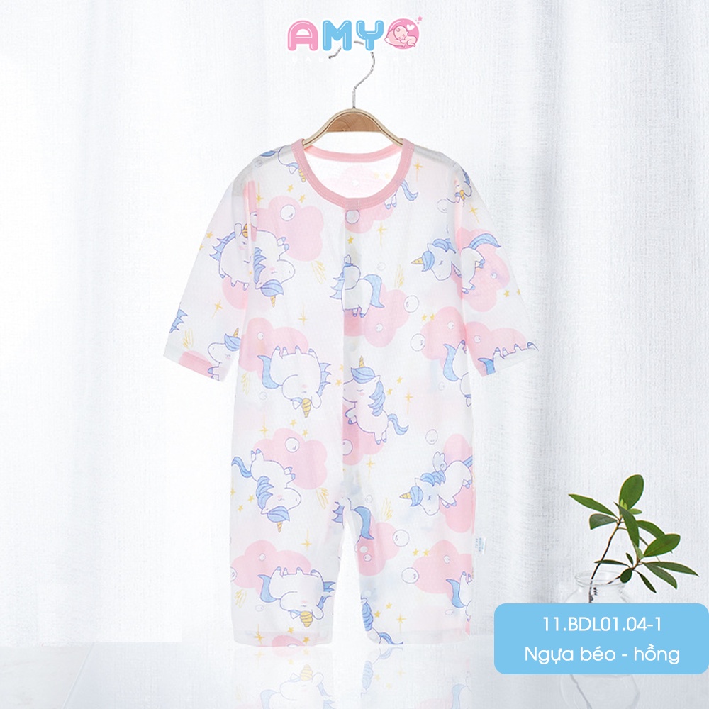 Bodysuit dài tay AMYO cho bé gái bé trai bộ body sleepsuit quần áo em bé đồ sơ sinh 11.BDL01.04-1
