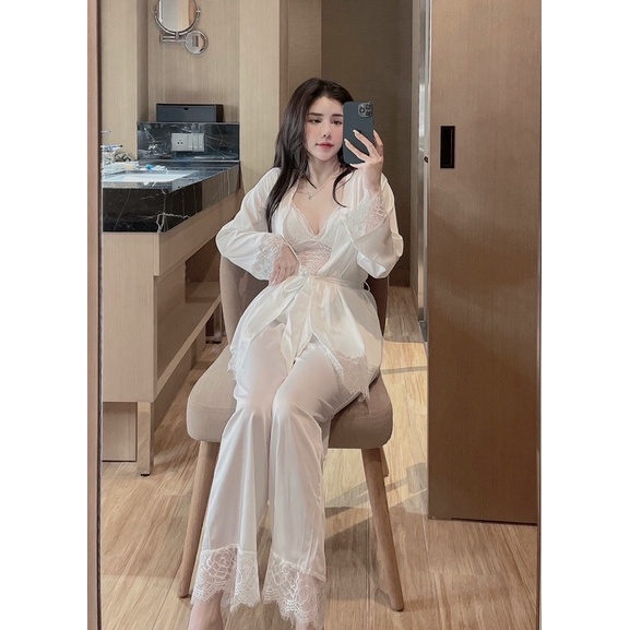 Đồ bộ mặc nhà, đồ ngủ nữ, kèm mút ngực, áo choàng ngoài, lụa satin mềm mịn | BigBuy360 - bigbuy360.vn