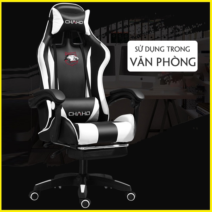 Ghế Game Cao Cấp Có Massage Lưng Chân Xoay 5 Cánh. Ghế Gaming Độ Ngả 135, ghế làm việc, ghế văn phòng cao cấp