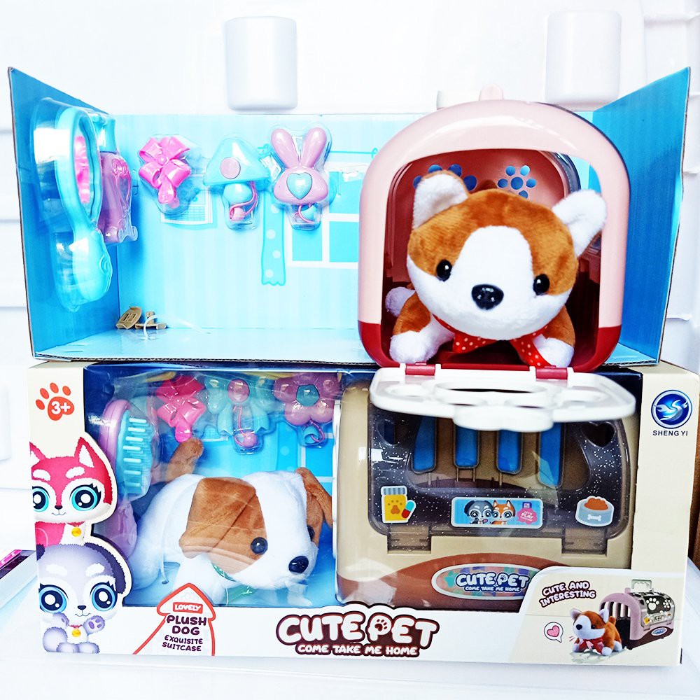 Đồ chơi 2 trong 1 bé vừa nuôi thú cưng vừa làm bác sĩ-Mô hình lồng nuôi thú cưng cún chó Mèo