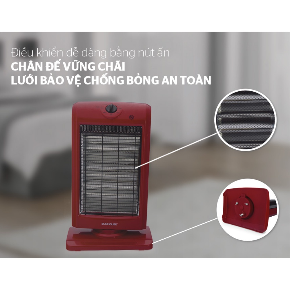 Đèn Sưởi Sunhouse SHD 7016 Công Nghệ Holagen 3 Bóng Cao Cấp- Máy Sưởi Ấm Phòng Ngủ, Quạt Sưởi Mini- Hàng Chính Hãng