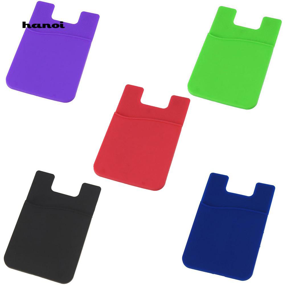 Hn HN HN♥Ốp Điện Thoại Silicone Màu Trơn Có Ngăn Đựng Thẻ ID Tai Nghe