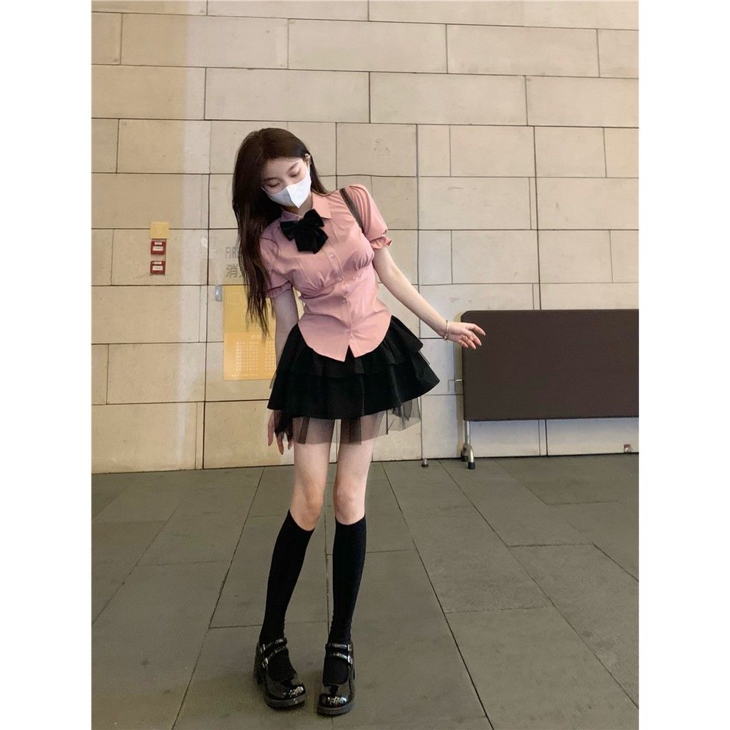 Áo Sơ Mi Tay Phồng 7 Màu Trắng Thiết Kế Chiết Eo Thời Trang Mùa Hè Cho Nữ