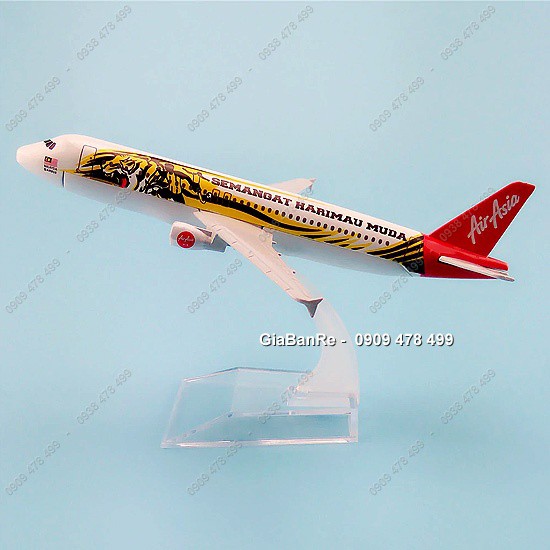 Mô Hình Máy Bay Kim Loại Air Asia Tiger – Dài 16cm Kèm Đế - 8908.4