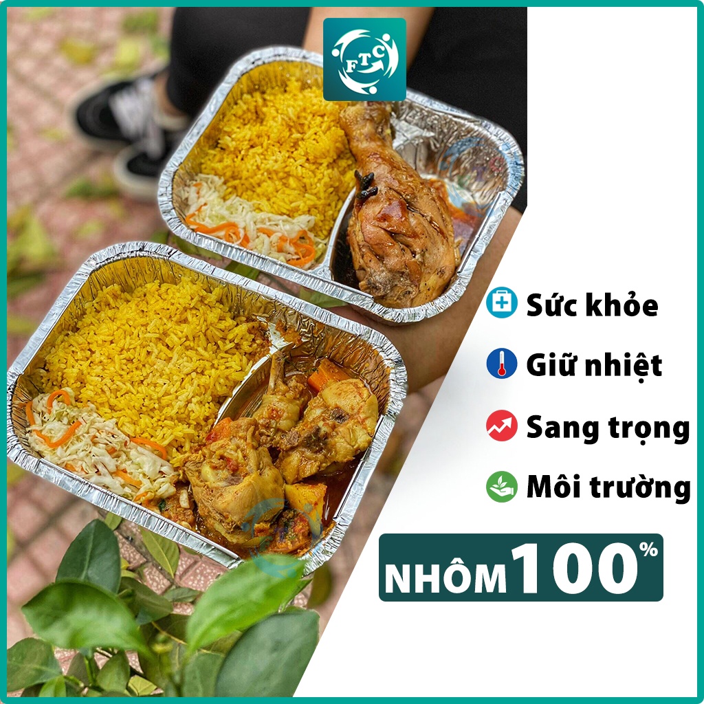 Khay nhôm FTC set 20 hôp nhôm dùng 1 lần có nắp hàng chính hãng cao cấp