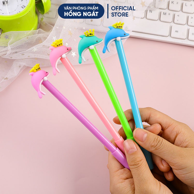 Bút bi cute con cá heo, bút bi nước mực gel đen ngòi 0.5mm nhiều màu dễ thương đồ dùng học tập văn phòng phẩm B15