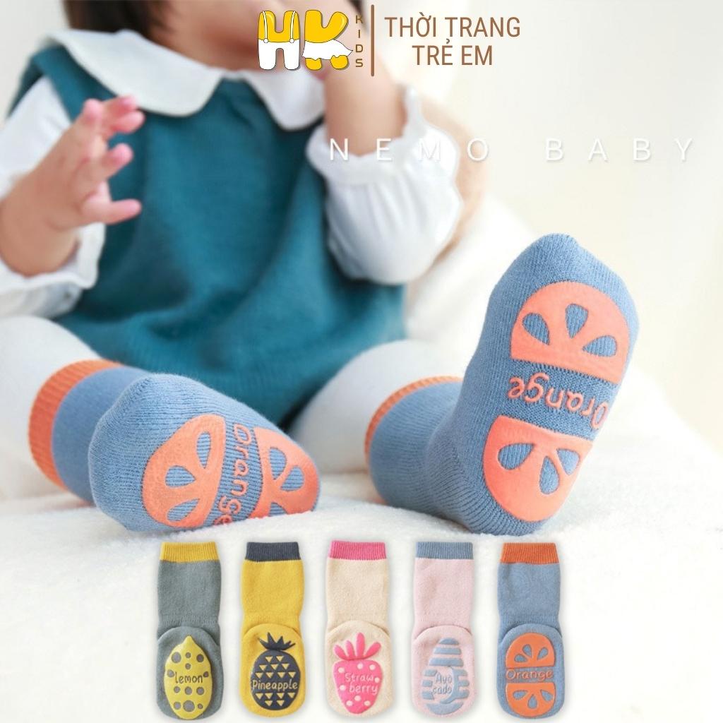 Tất chân xù chống trơn NEMOKIDS cho bé, hình hoa quả siêu dễ thương, chất len siêu dày cho bé từ 0-5 tuổi - HK KIDS