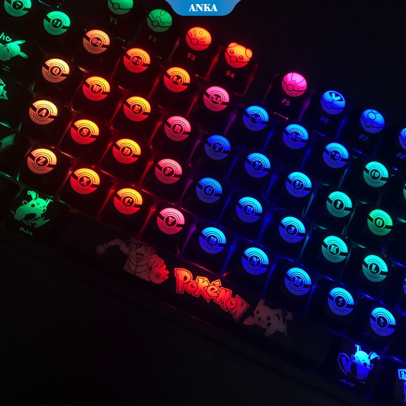 Pokémon Pikachu theme backlit mechanical keyboard PBT sublimation keycap personalized custom DIY gaming keyboard cap suitable for 61/87/104/108 keys