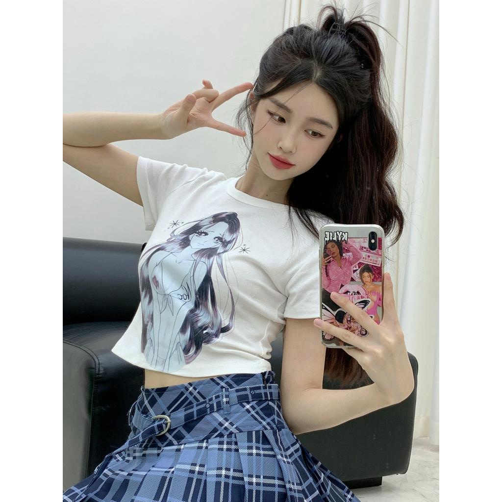 Áo Thun Ngắn Tay Dáng Ôm In Họa Tiết Thời Trang Mùa Hè 64019 Cho Nữ