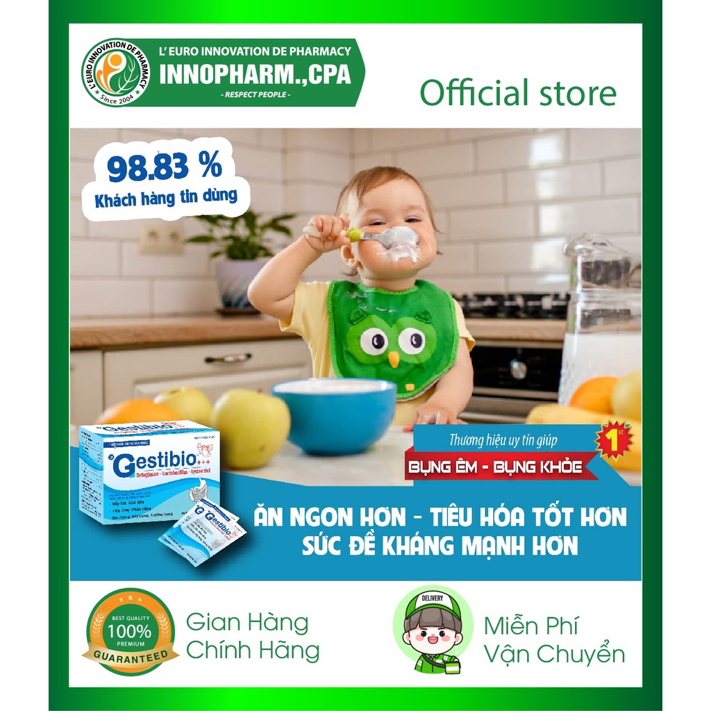 Men tiêu hóa Gestibio - Tiêu hóa tốt, Giúp ăn Ngon, Tăng sức để kháng. Hộp 20 gói, Hàng chính hãng