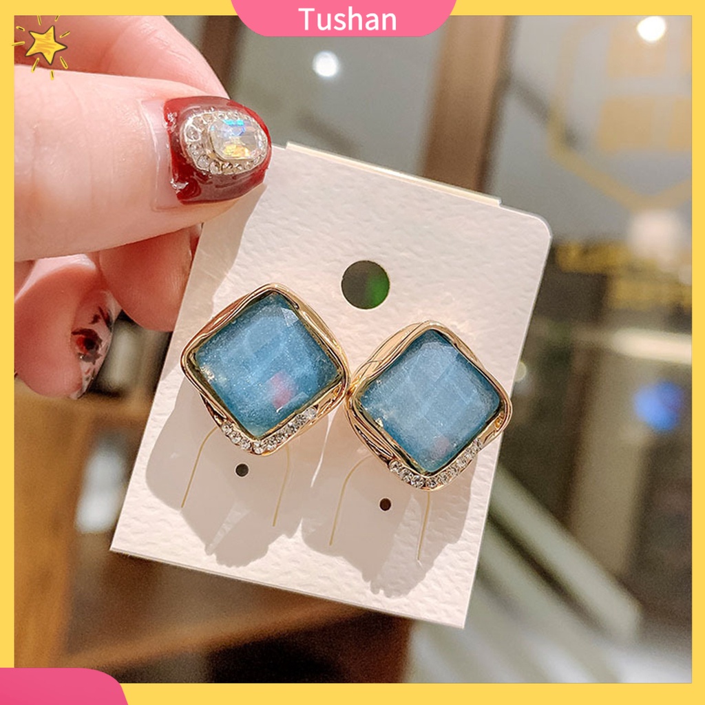 [Ts] Khuyên tai nhỏ mạ điện đính ngọc trai nhân tạo nhẹ thời trang dự tiệc