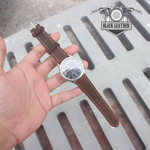 Dây đồng hồ da bò 2 lớp handmade - S02 [tặng khoá + 1 tool thay dây]