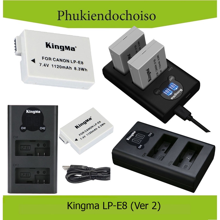 Pin sạc Kingma Ver 2 cho Canon LP-E8 (Nhiều lựa chọn)