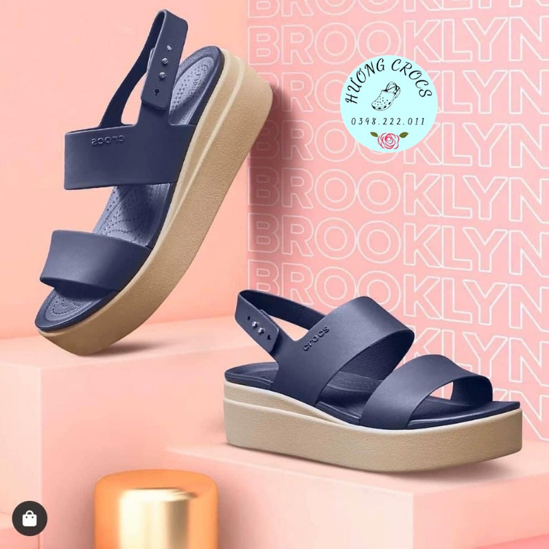[Hàng chuẩn] Sandal Cross Brookly.n, cao gót 5p màu navy cao cấp