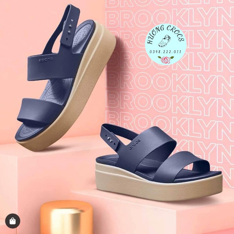 [Hàng chuẩn] Sandal Cross Brookly.n, cao gót 5p màu navy cao cấp