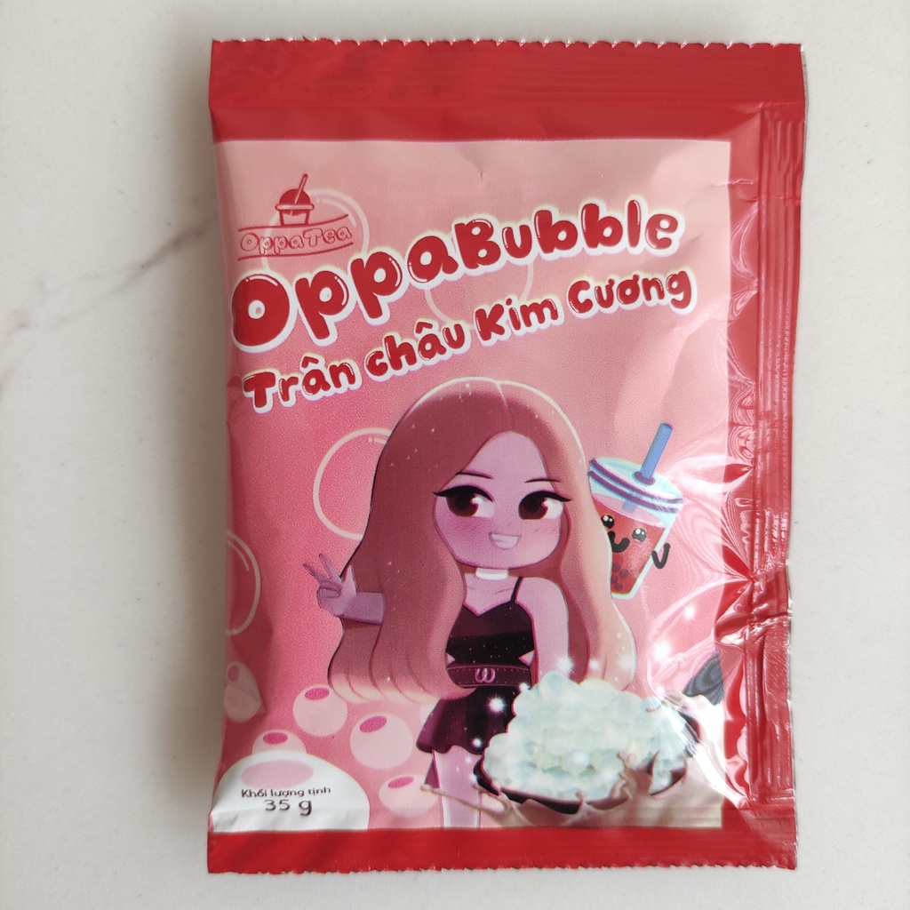 Trân Châu Kim Cương Oppa Bubble Hộp 350g Topping Giòn Dai Nguyên Liệu Trà Sữa