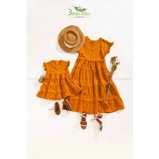 Đầm Tầng Xòe Mẹ & Bé siêu xịn chất Linen Thun Hàn Cao Cấp-SBD01