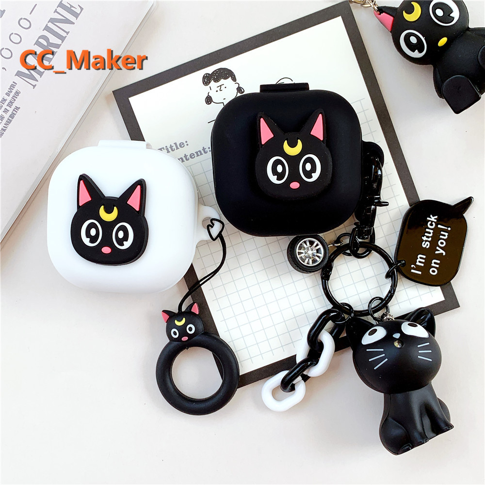 【In Stock】New Samsung Galaxy Buds Live Case Cartoon Cat Pendant Silicone Soft Shell Samsung Bluetooth Buds Live Earphone Case Buds Live Cover