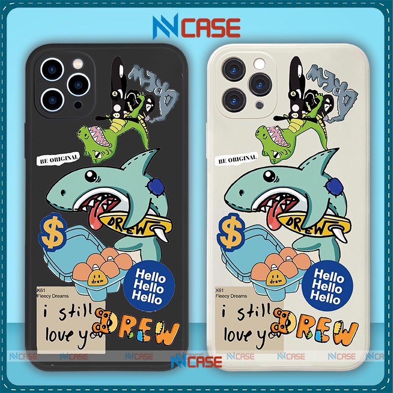 Ốp Lưng Iphone Drew Cá Mập Cạnh Viền Vuông Silicon Mềm Dẻo Bảo Vệ Camera Cho Iphone 6/6S/7/8/X/Xs/11/12/13 Pro Plus Max
