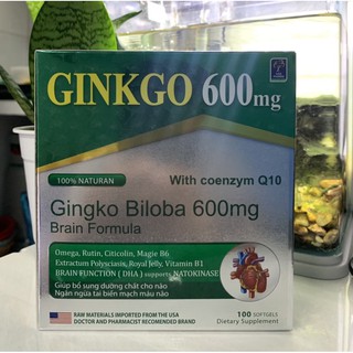 Ginkgo 600mg with coenzym Q10 viên uống hoạt huyết dưỡng não 100 viên