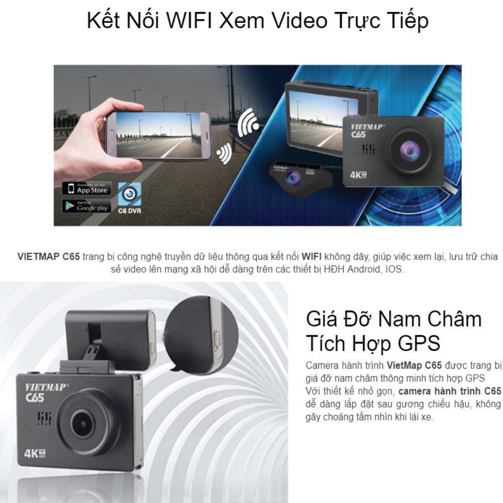 [ Miễn Phí Lắp Đặt ] Camera Hành Trình Vietmap C65 Chính Hãng Tặng Thẻ Nhớ 32GB