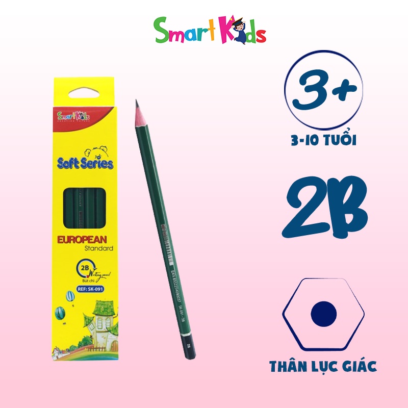 Bút chì đen 2B Soft Series Smart Kids-091 Hộp 12 cây