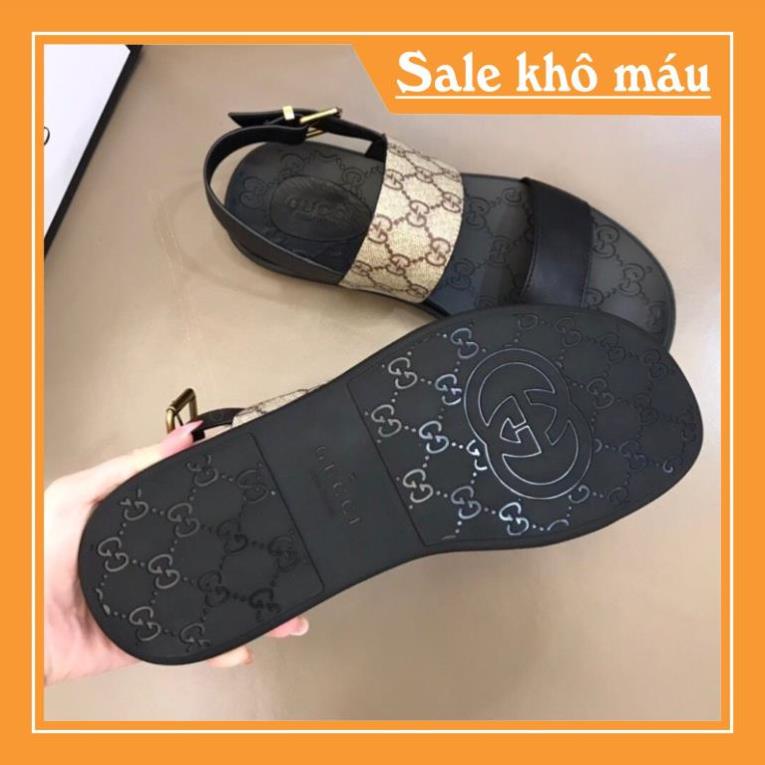 Sandal nam thương hiệu Gucci GG da thật cao cấp in vân cá tính -new221