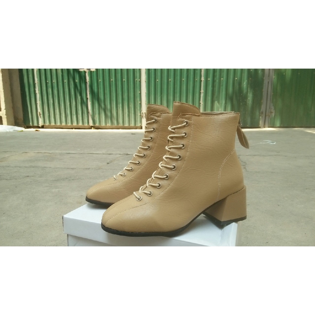 Boot Cao Cổ Chất Da Vân Sần Dây Buộc Cao_BL1009 (Loại đẹp_FullBox)