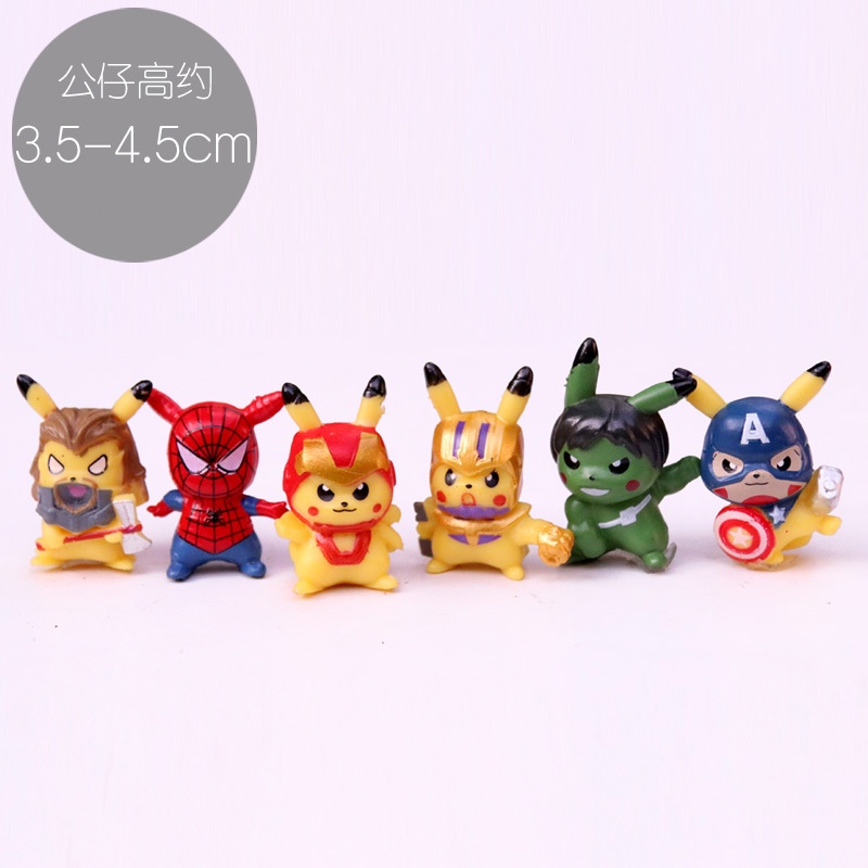 Bộ 6 Đồ trang trí Nhân Vật Pikachu Avengers Trang Trí
