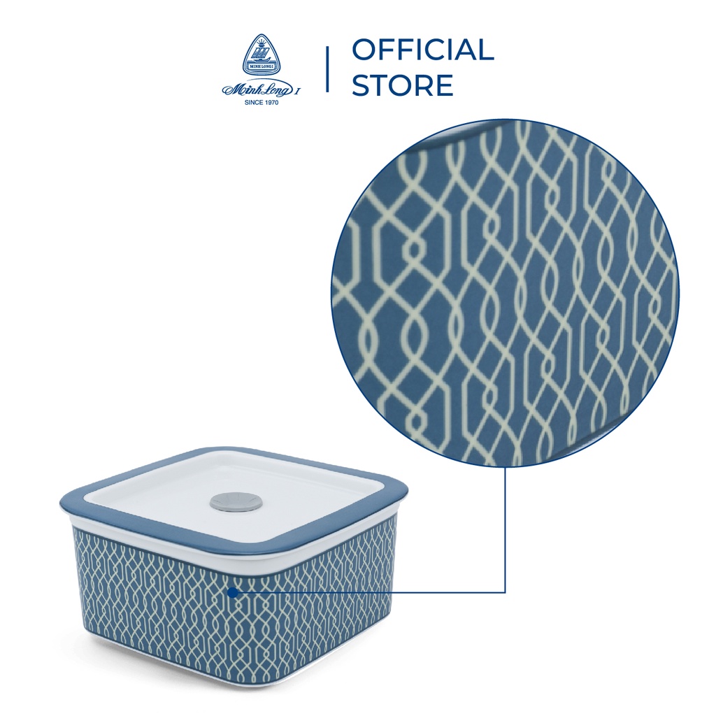 Hộp Cơm, Đựng Thực Phẩm Giữ Nhiệt Sứ Dưỡng Sinh Minh Long - 15 cm - Indigo