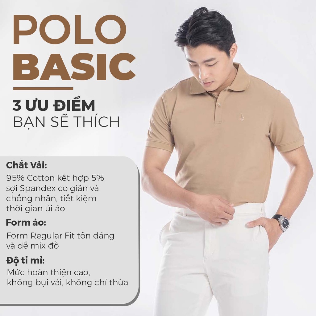 ÁO POLO THÊU LOGO CÁNH THUYỀN NÂU CAFE