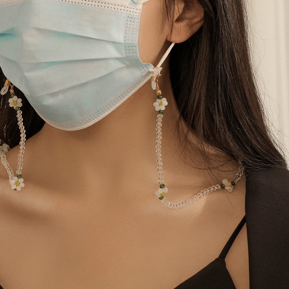 NEULRY Fashion small flower crystal bead mask chain