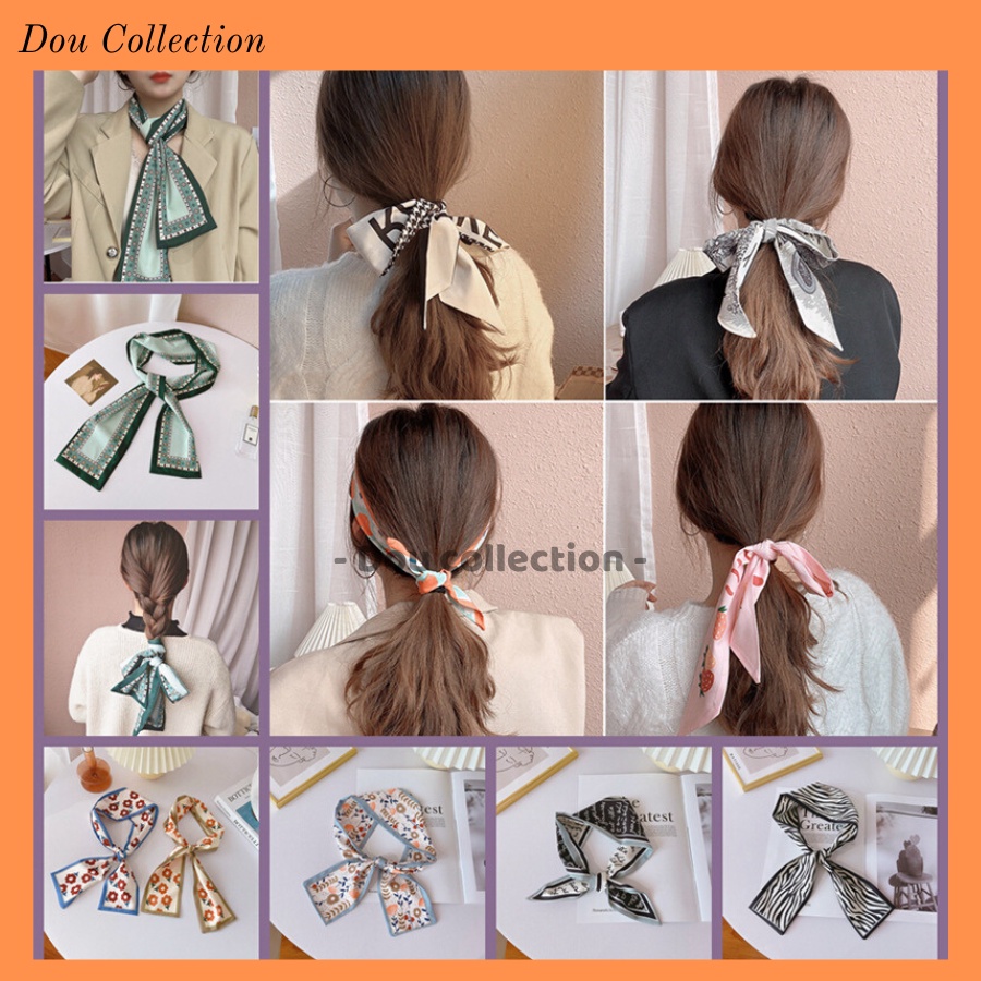[Nowship2h] Khăn Turban Lụa Cao Cấp Quấn Túi Xách &amp; Tóc Họa Tiết Vintage Thời Trang Pháp -  - Mã TD005